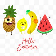 欢乐可爱的夏季水果创意插画