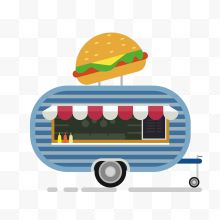汉堡包蓝色移动餐车...