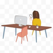 彩色手绘的办公桌椅