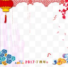 彩色祥云花纹边框灯笼2017