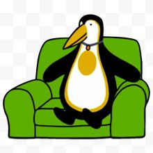 坐在沙发上的企鹅