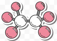 粉白色矢量卡通风格原子球