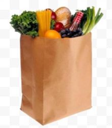 装在纸袋的蔬菜