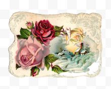 油墨性质的石碑玫瑰花