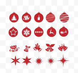 圣诞节红色剪纸装饰集合...