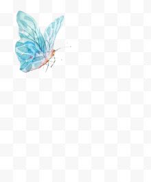 手绘水彩创意蓝色的花蝴蝶...