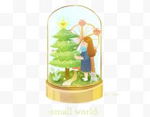 一个圣诞小女孩雪屋玻璃球...