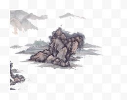 水墨山岩画