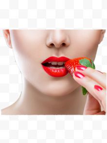 高清摄影免扣人物造型唇部口红草莓