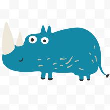蓝色卡通动物犀牛