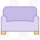 卡通手绘淡紫色沙发