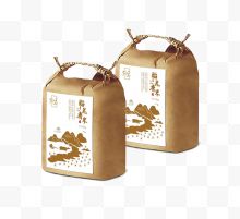 牛皮纸袋包裹的袋装米...