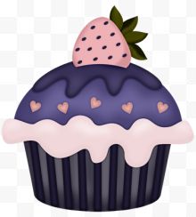 手绘紫色草莓蛋糕