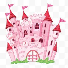 粉色童话城堡矢量