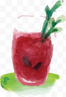 夏日手绘红色西瓜汁