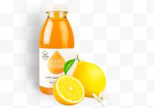 黄色橙子和瓶装橙子汁