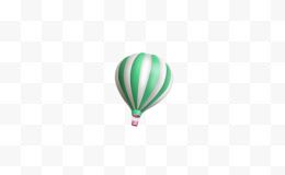 卡通绿白色热气球