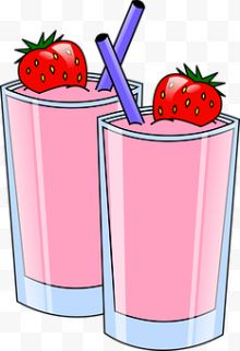 两杯草莓果汁