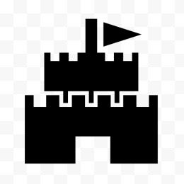 城堡超大黑色扁平风格公共标识集图标9
