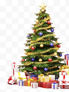 堆满礼物的圣诞树
