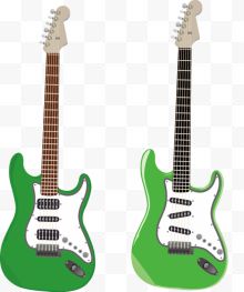 两款绿色电子吉他矢量图...