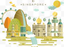 新加坡游乐场和著名建筑...