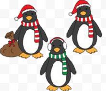 戴着圣诞帽的企鹅