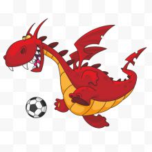 红色恐龙在踢足球