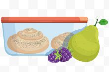 矢量面包与水果下载