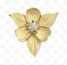 金色花朵钻石胸针