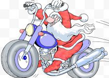 圣诞老人电动摩托车插画