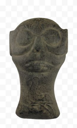 新石器时代红山文化黑皮玉长颈面具