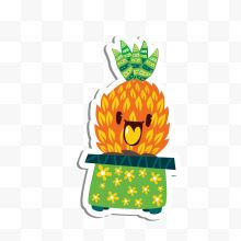 卡通可爱菠萝盆栽