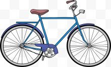 手绘蓝色自行车