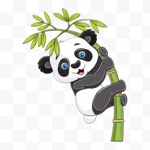 挂在竹子上的大熊猫...