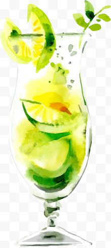 夏季手绘绿色果汁