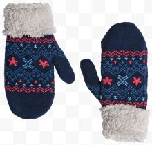 蓝色冬季两指棉手套