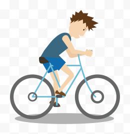 骑自行车小男孩卡通手绘图...