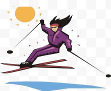 冬季太阳下滑雪的女士