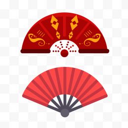 红色中国风节日扇子装饰