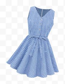 蓝色竖条裙子