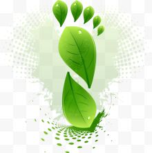 绿色 树叶 脚丫 装饰图案 矢量图