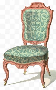 手绘复古绿色装饰休息椅子
