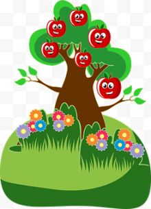 卡通红苹果树