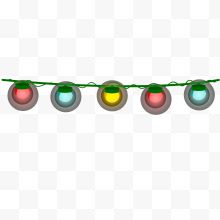 红黄蓝绿色圣诞圆形彩灯串