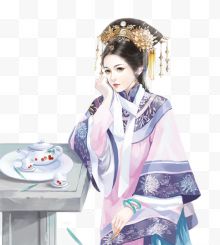 白衣嫔妃手绘古风