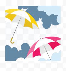 雨季下雨天的彩色雨伞