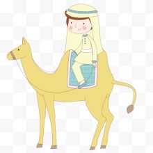 骑骆驼的卡通男孩