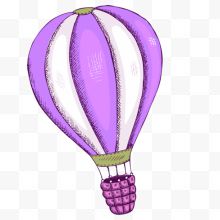 紫色卡通热气球装饰图案...