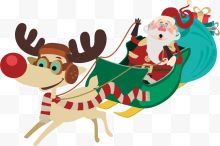 矢量麋鹿和圣诞老人...